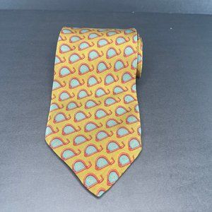 Ermenegildo Zegna Mens Silk Necktie Yellow Blue